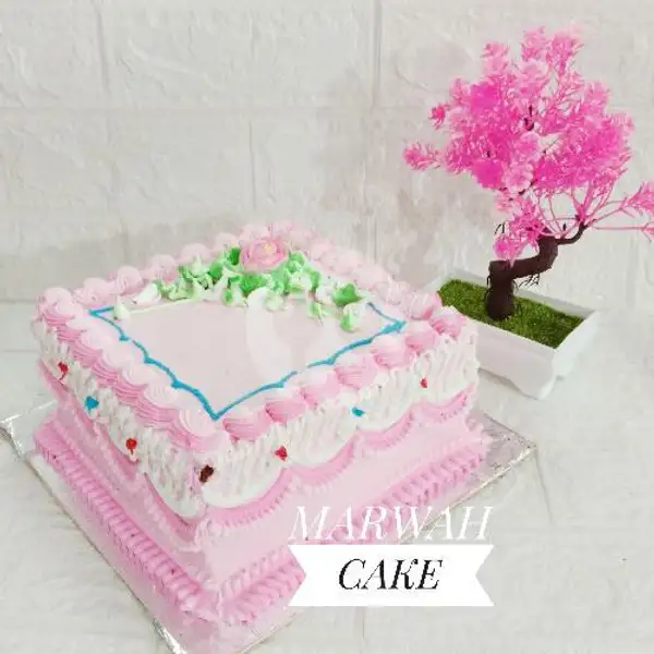 Kue Ulang Tahun Tar Pink Ukuran 24 Bonus Perlengkapan | KUE ULANG TAHUN MARWAH