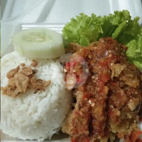 Chiken Crispy Geprek Sambal Tomat Mentah + Nasi | Depot Chicken Rania, Lebak Rejo Utara