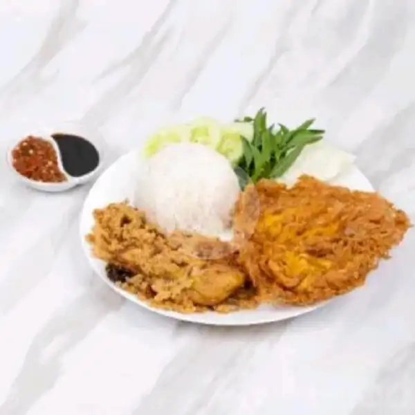 Nasi Ayam Penyet + Otak Otak Goreng Kol Goreng / Lalapan | Ayam Penyet Ghania, Pandan 5