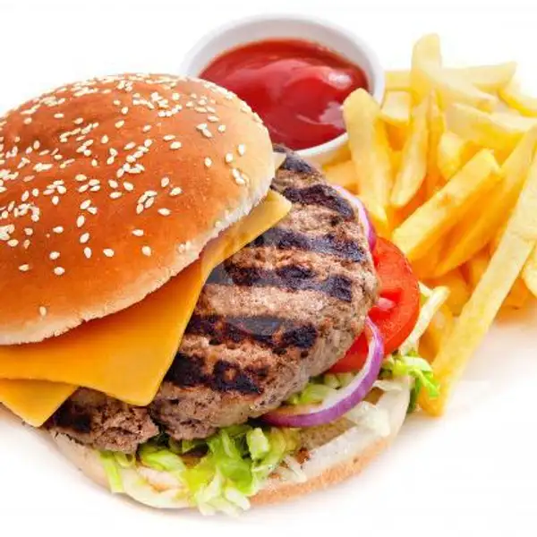 Burger Berto Beef Patties + Kentang Goreng | Burger Berto, Karangploso