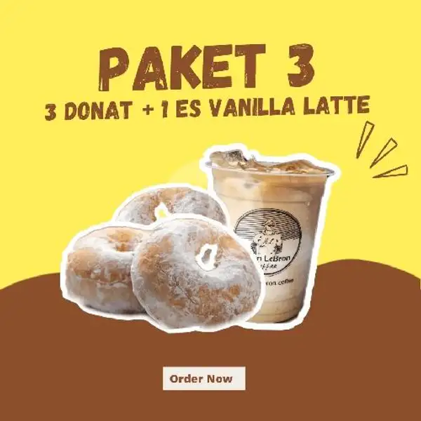 Paket 3 (1Vanlat + 3Donat) | John Lebron Coffee & Eatery, Bukit Tempayan