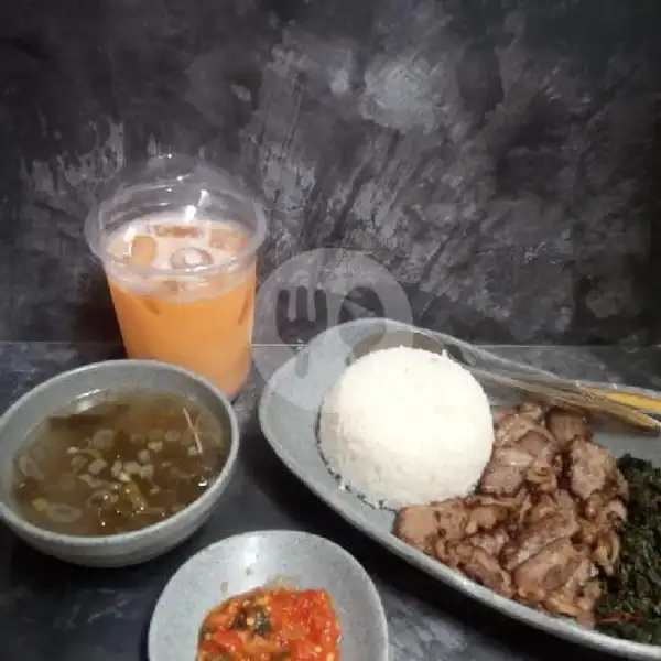 combo sei ayam small + nasi putih + thai tea | Asap ( Se'i Ayam & Sapi )