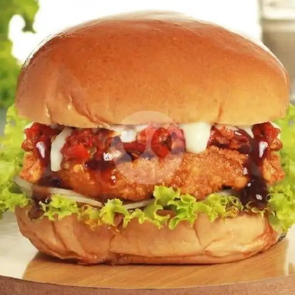 Single Burger Sambal Geprek | Uno Burger, Hang Tuah