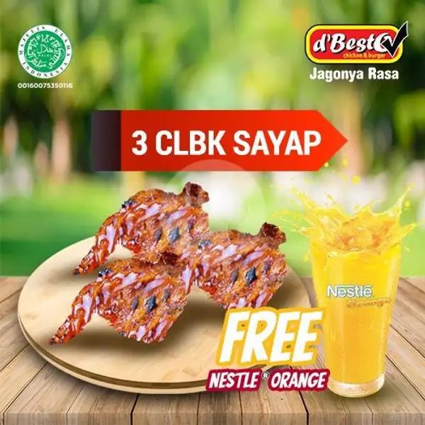 3 Ayam Sayap CLBK Free Nestle Orange | D'BestO, Pasar Pucung