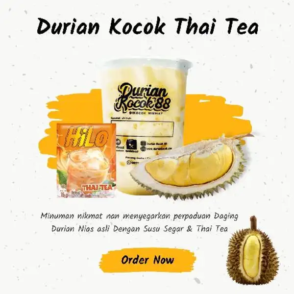 Durian Kocok Thai Tea (L) | Ayam Penyet Mas Eko