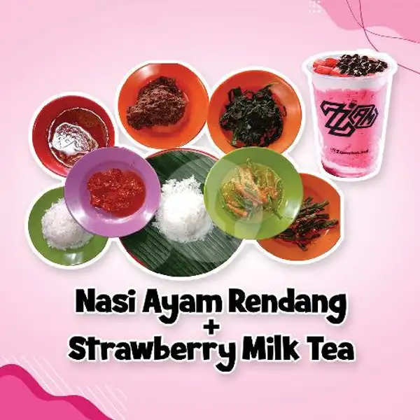Nasi Ayam Rendang + Strawberry Milk Tea | Berkah Zam-Zam, DR Mansyur