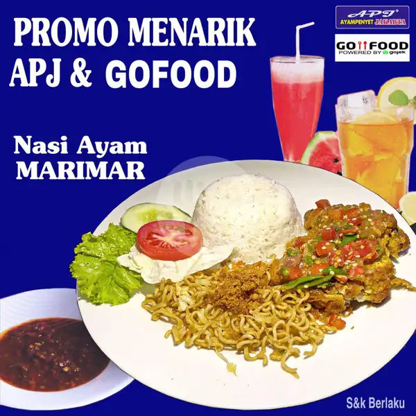 Nasi Ayam Marimar + Jus (Semangka/Lemon Tea/Iced Tea/Aqua) | Ayam Penyet Jakarta, Dr Mansyur