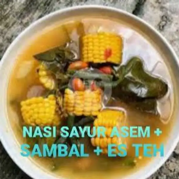 Nasi + Sayur Asem + Sambal + Gorengan + Es Teh | BAKSO MERCON 99, Depan Kolam Renang