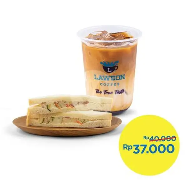 1 Cup Es Kopi Susu Arabica Gayo + Potato Salad Sandwich | Lawson, Kebon Kacang