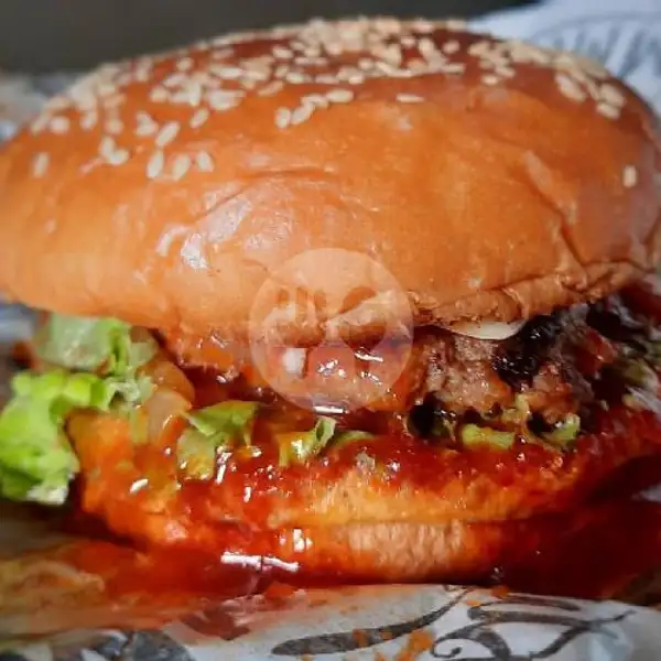 burger smokey barbeque | Kedai Jajan Syauqi, Pondok Gede