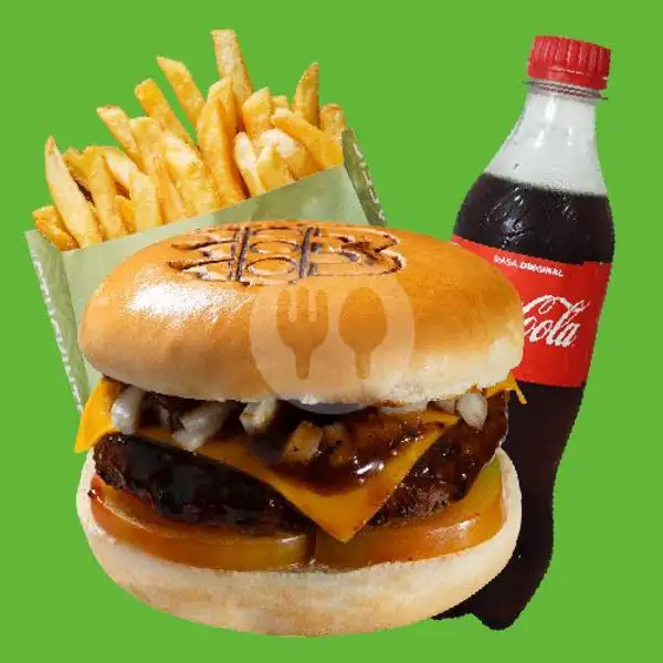 Black Montana Burger + Traffic French Fries +Cola | Traffic Bun, Cut Meutia Bekasi