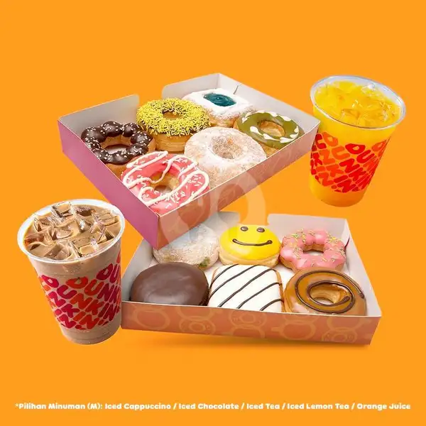 Paket 1 Dzn Donuts & 2 Cold Beverages M Size | Dunkin' Donuts, Teuku Umar