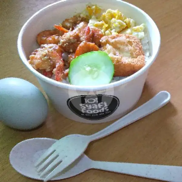 Shrimp Rice Bowl Salted Egg Sauce | Syafi Foods, Mayangan