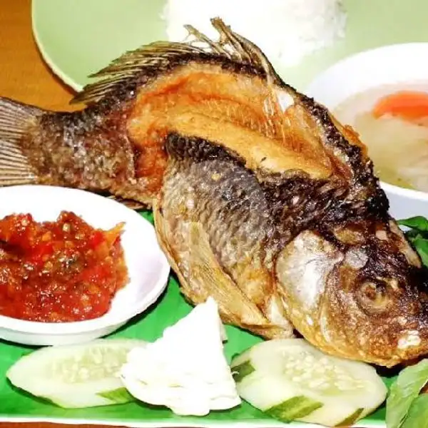 Ikan Mas Goreng + Nasi + Teh Es | Lalapan Pondok Mami, Damai