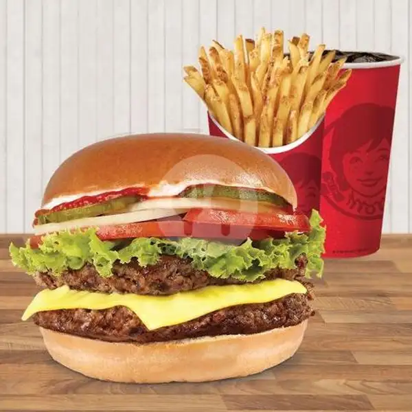 Combo Premium Double Dave'S Burger With Medium Fries & Wendy's Drink | Wendy's Transmart, Lampung