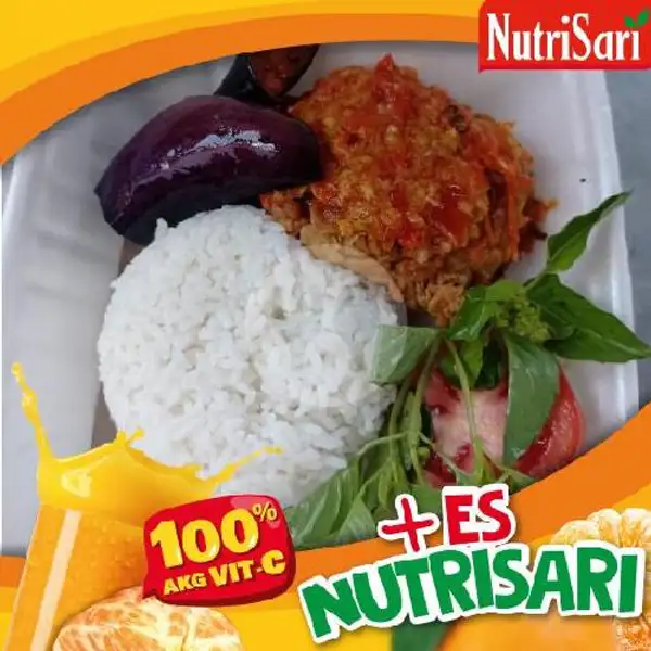 Ayam Keprek + Nasi + Nutri Sari | D'warung Resto, Diponegoro