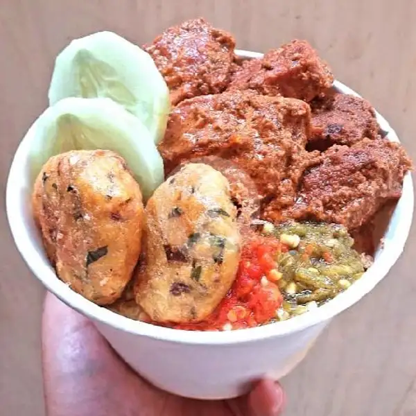 Rice BOWL Rendang Daging Komplit | Nasi Padang Sari Rasa (Spesial Ayam Pop & Rendang Daging), Sawojajar