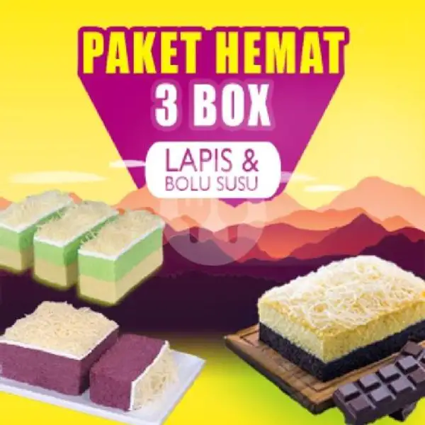 3 Box Bolu Mix | Lapis Talas Dan Bolu Susu, Caman Raya