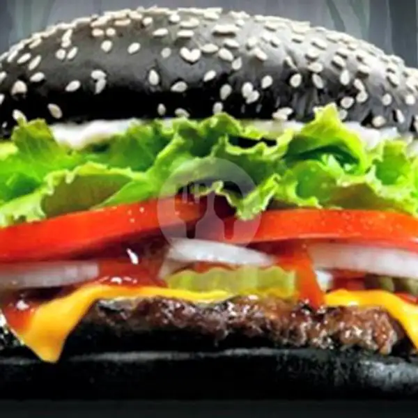 Burger Hitam Size Zumbo | RZ Chicken Pop, Pulau Damar