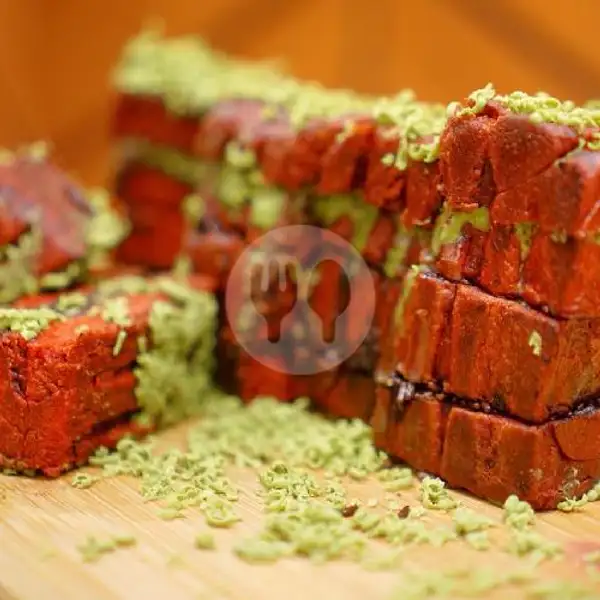 Roti Red Velvet Greentea, Coklat (campur) | Junki Roti Bakar, Lowokwaru