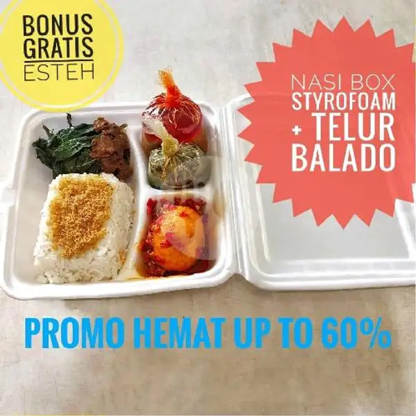Nasi Box Styrofom+Telur Balado | Padang Murah
