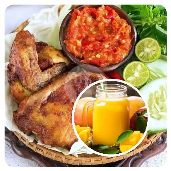 Ayam Goreng Lunak Komplit Nasi+Jus Mangga | Ayam Bakar Mbok De Jum, Griya Panorama Permai