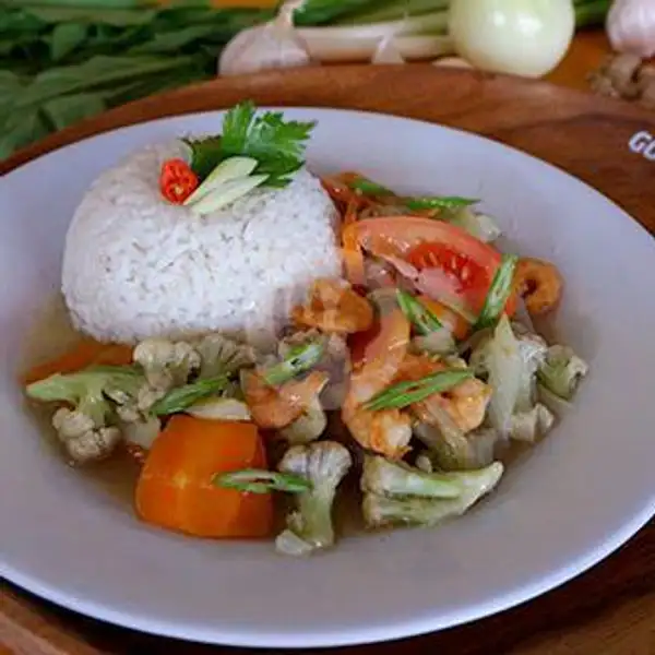 Nasi + Udang Cah Kembang Kol | Seafood 99, Sorogenen