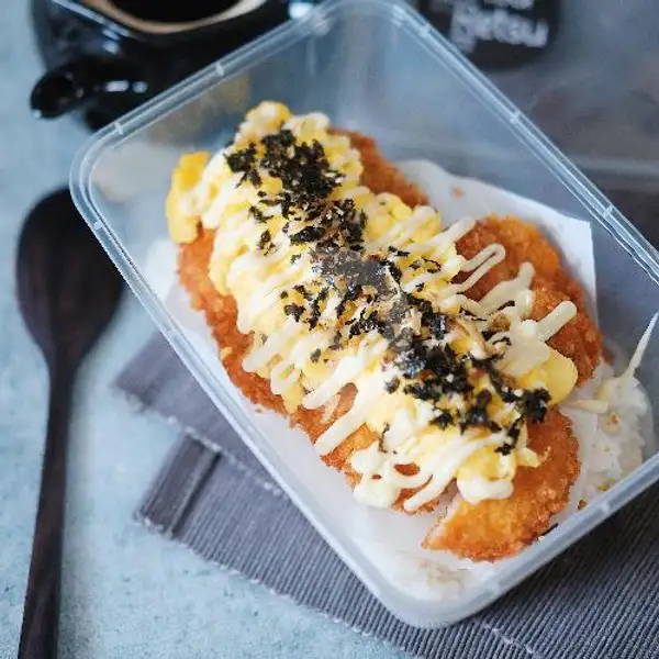 (COMBO) (Katsu Retsu): Chicken Katsu Rice Box + Fluffy Egg + Indomie Goreng | Katsu Retsu