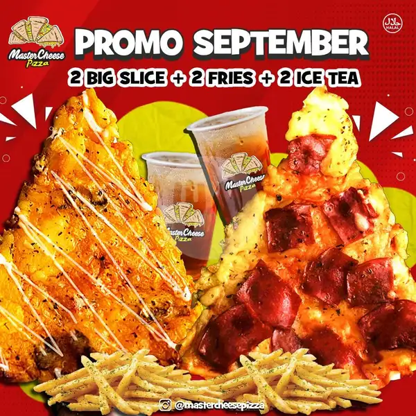 2 Big Slice Pizza + 2 Fries + 2 Ice Tea | MasterCheese Pizza, Depok