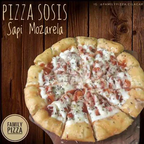 Pizza Sosis Sapi Keju (Keju Mozarella) | Family Pizza, Jeruk Legi