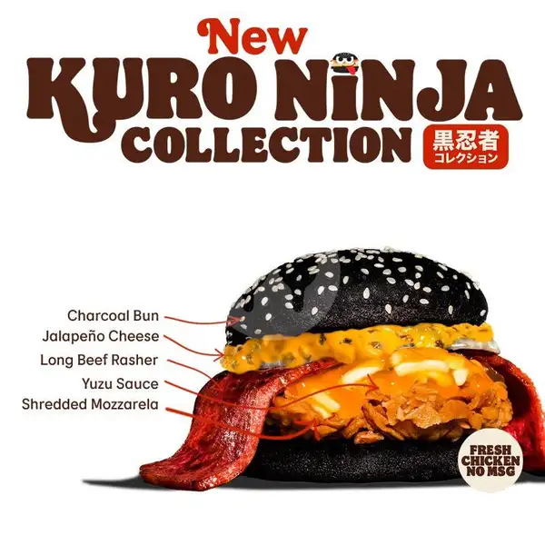 Kuro Ninja Chicken Burger Meal | Burger King, Harmoni