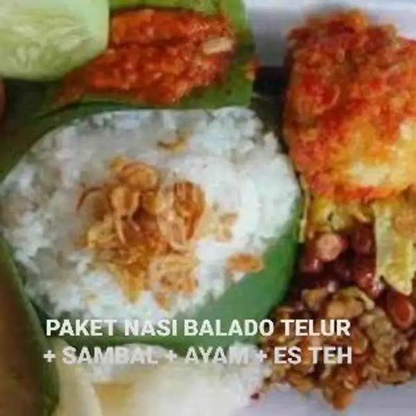 Nasi + Balado Telur + Sambal + Ayam Goreng + Es Teh | BAKSO MERCON 99, Depan Kolam Renang