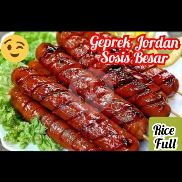 Geprek Sosis  Sambal Merah / Ijo Gratis Ice Tea | Ayam Geprek Jordan Full Pack, Kebo Iwa
