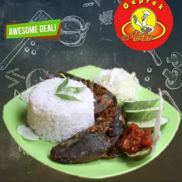 Ikan Lele Goreng Serundeng + Nasi | Fried Chicken Geprek Alviko