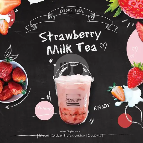 Strawberry Milk Tea (L) | Ding Tea, Nagoya Hill