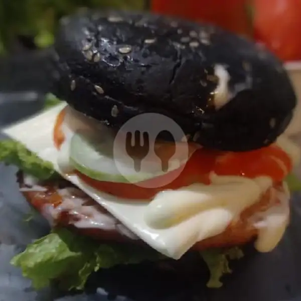 Black Cheese Burger | Burger Dhizi, Bojongsari