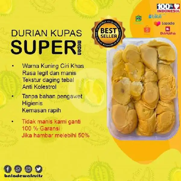 Durian Kupas Super Medan Asli | Baladewafruits, Gubeng