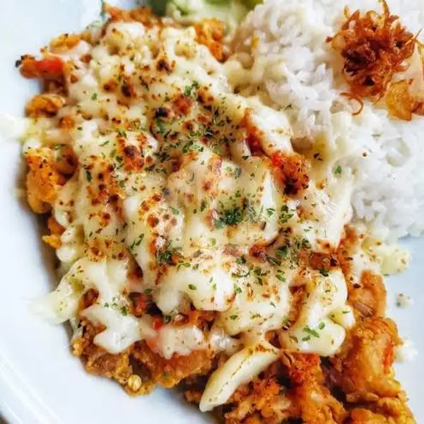 Ayam Penyet Mozzarella + Nasi | Ayam Geprek Wong Tegal77, Cibitung