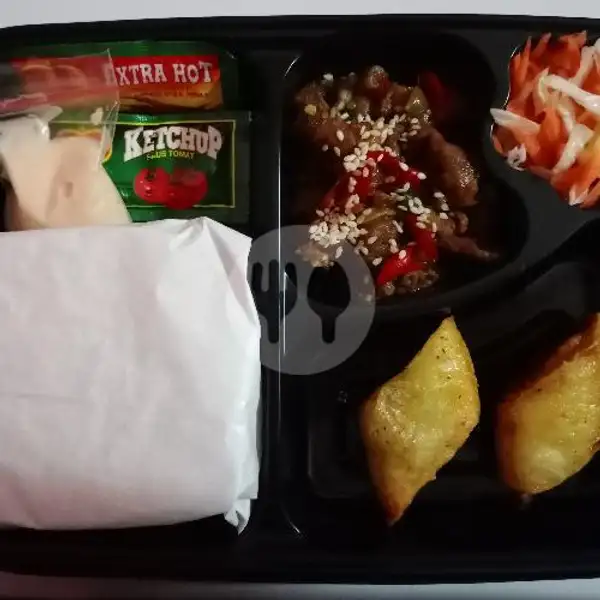Paket Nasi + Beef Teriyaki + Eggroll  2 + Acar | Dimsum Pempek Baso Aci Dan Frozen Food ADA,Bojong Pondok Terong