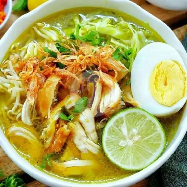 Soto Ayam (soto+nasi+emping+sambel+lalapan) | Warung Icip-Icip, Beji