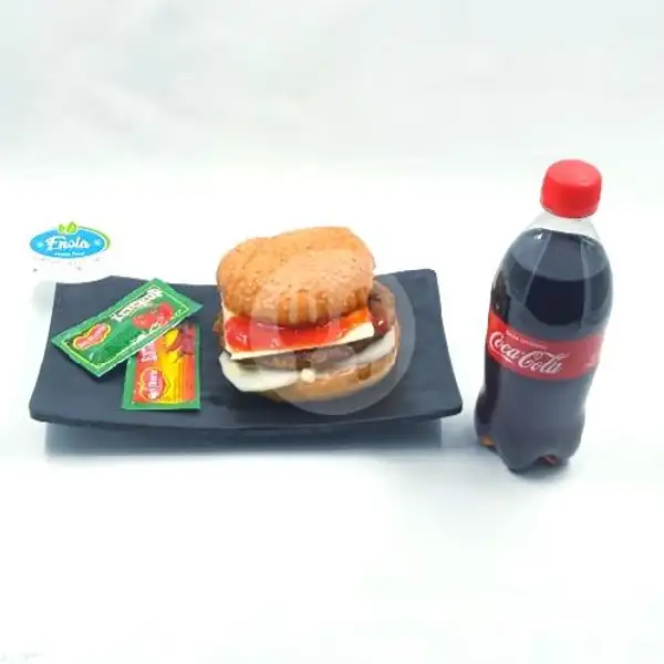 Burger Enola + Drinks (Silahkan Dipilih)/Gratis  Es Krim | Steak Enola, Giwangan