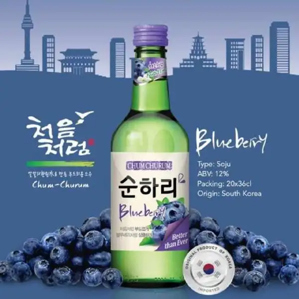 Soju Chum Churum Blueberry + Free Yakult N Kacang Kulit Garuda | Arga Bintang Anggur N Soju, Terusan Buah Batu