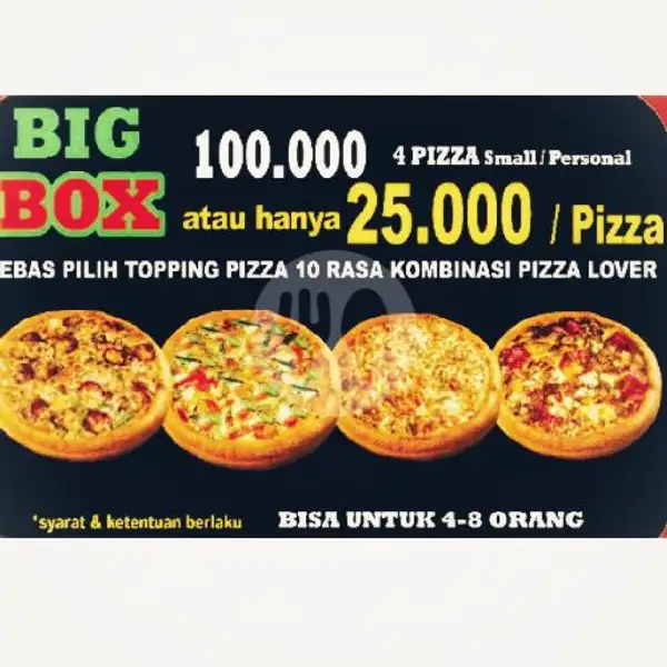 BIG BOX .100k.dapat 4 Pizza | Sicilian Pizza, Tiara Dewata Supermarket