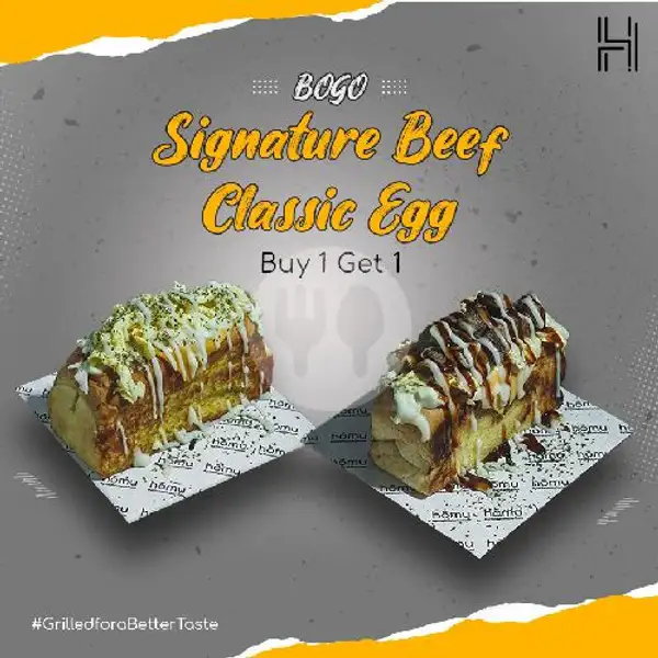 Signature Beef Homu + (Free) Classic Egg | Homu Premium Sandwich