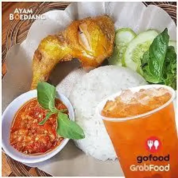 Pecel Ayam +nasi+es teh manis | Pondok Ayam Bakar tik Tik Duri Kepa, Green Ville