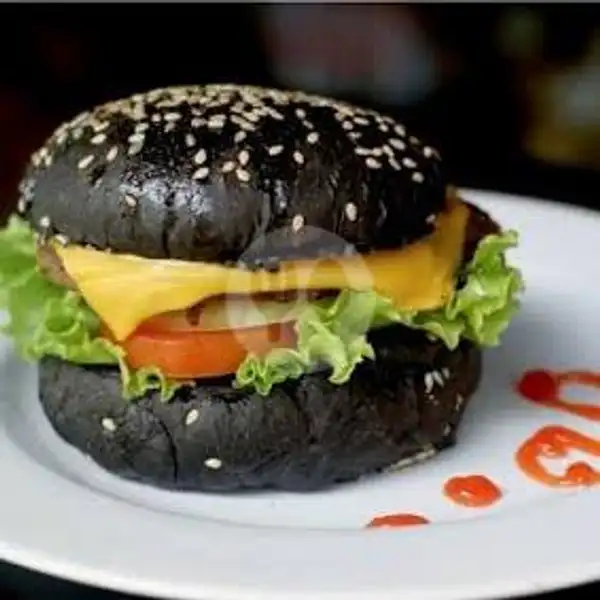 Black Burger Big Beef + Cheese | Angkringan Zaid