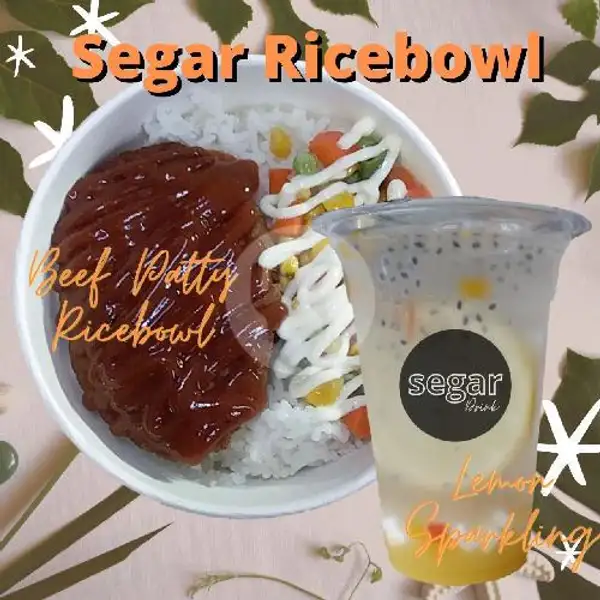 Segar Ricebowl A : 1 Beef Patty Ricebowl + 1 Ice Lemon Sparkling | SEGAR DRINK