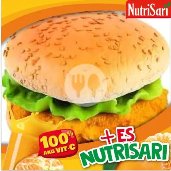 Chicken Burger + Es Nutri Sari | Kedai Mba Wati, Haji Nasir