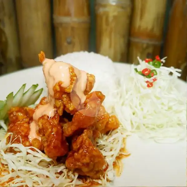 Nasi Ayam Spicy Korean + Minuman | Radja Dapoer