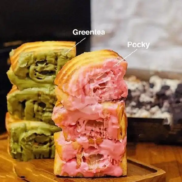 Roti Bakar Kasino Pocky + GreenTea | Roti Bakar & Kukus Nadira, Cimahi